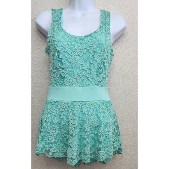 Rue21 Green Blue Teal Lace Overlay Sleeveless Top Small New With Tags Stretch - Picture 1 of 5